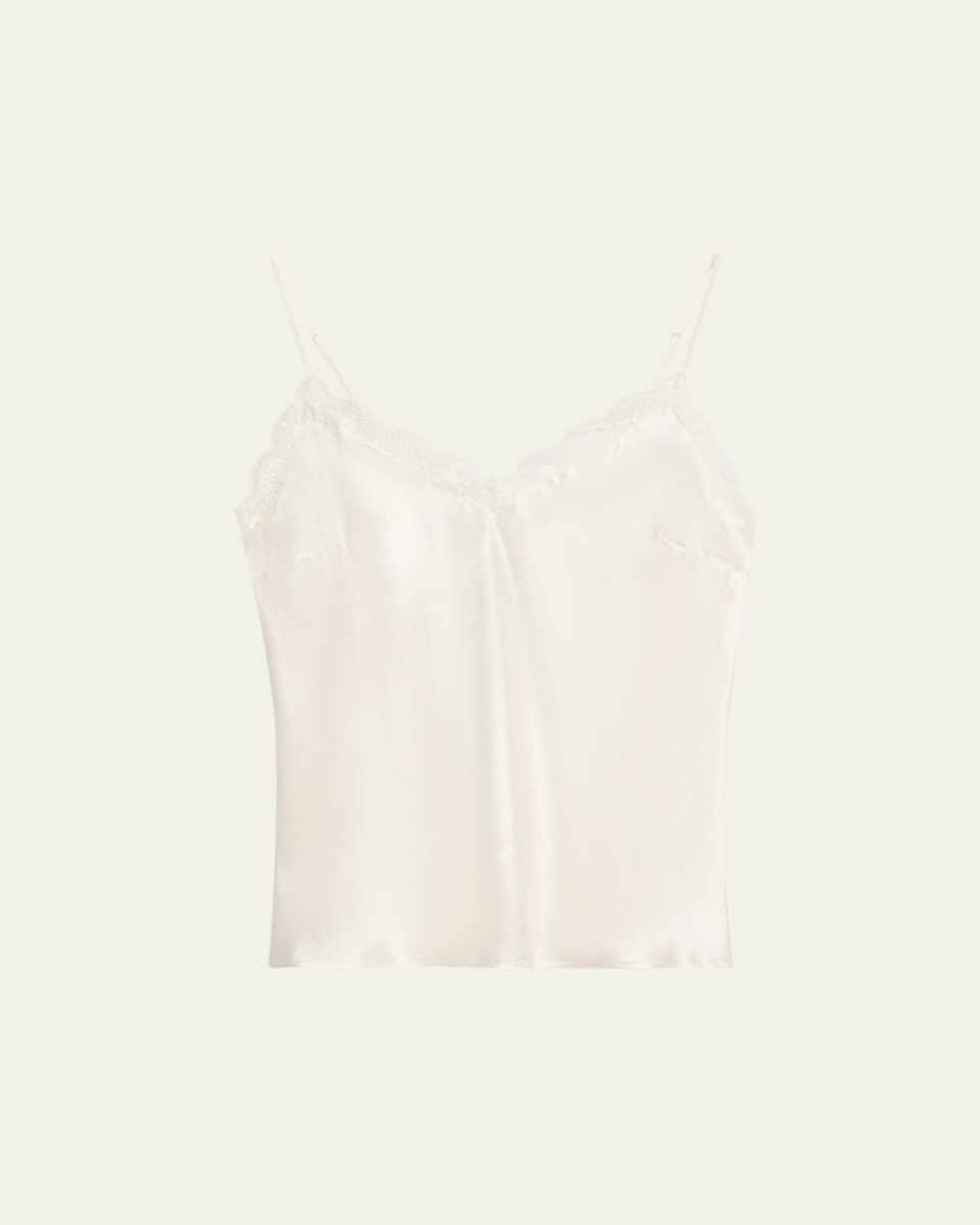 Love Me Sleeveless Lace-Trim Silk Top